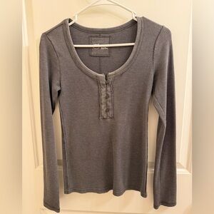 Aerie Charcoal Ribbed Long Sleeve Tee